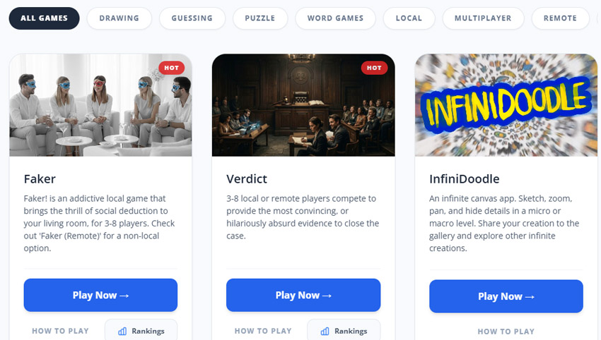 Play or create local or remote games.
